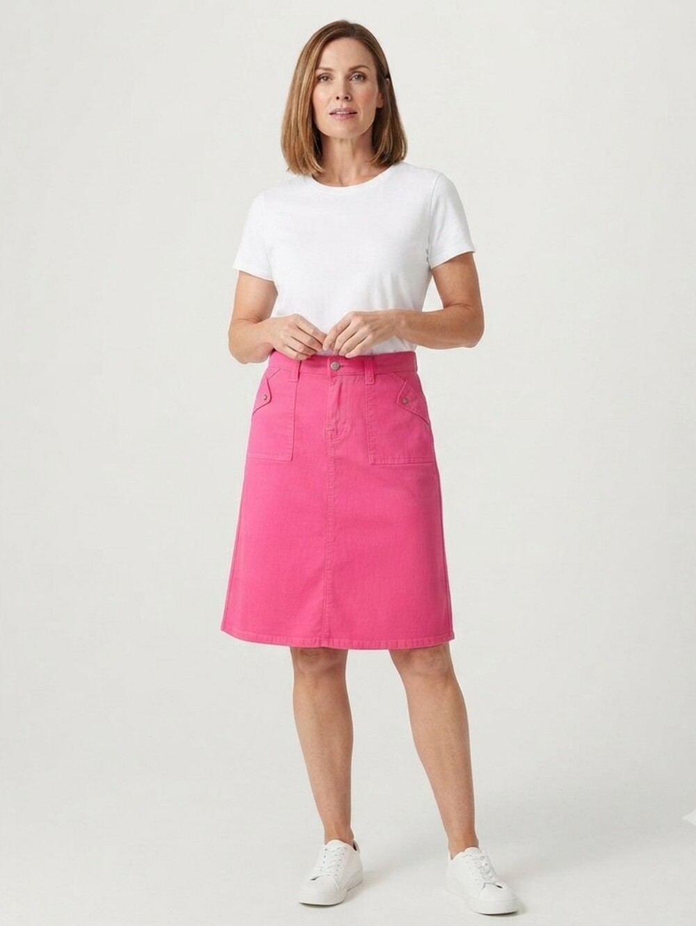 BB Jeans Juniors Hot Pink A-Line Denim/Jean Mini/Knee Length Skirt Size 7 EUC